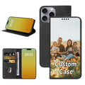 Custom Wallet Phone Case for iPhone 16 Pro Max with Photo (iPhone 16 Pro Max / Black-A)