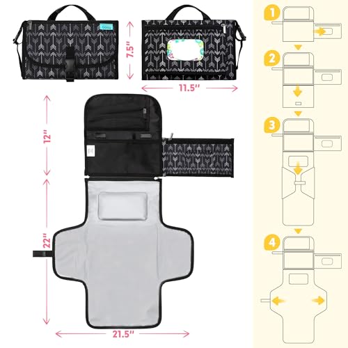 Portable Diaper Changing Pad (Black Arrows / Classic)