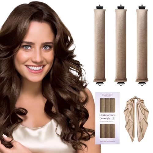 Heatless Hair Curler Overnight Curls (Khaki(Pack of 3))