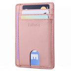 Slim Minimalist Front Pocket RFID Blocking Leather Wallets for Men and Women (Small / Lichee Pink)