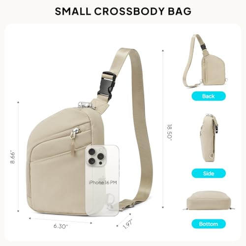 Anti Theft Crossbody Bags Small Crossbody Sling Bag for Women & Men (Light Khaki)