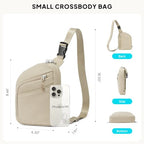 Anti Theft Crossbody Bags Small Crossbody Sling Bag for Women & Men (Light Khaki)