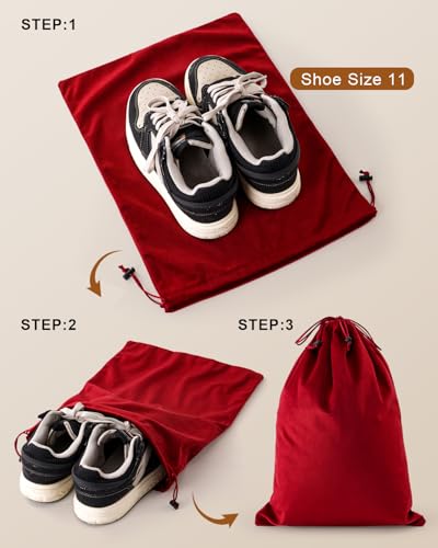 4 Pcs Shoe Bags for Travel (Rio Red / 17.3"x12.6")