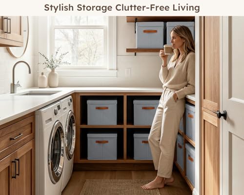 Storage Bins with Lids (Grey / L(4-Pack))