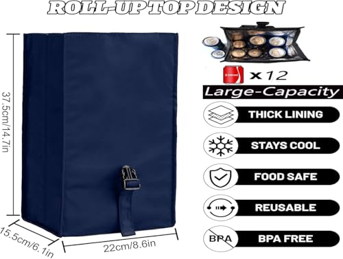 Insulated Foldable Lunch Bag (Navy Blue(Soft Fabric))