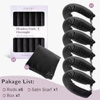 Overnight Hair Curlers Heatless Curls (Black(Pack of 6))