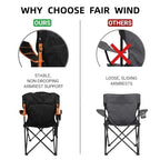 2 Pack Padded Oversized Camping Chair Heavy Duty for Adults (Twin Pack / Black)