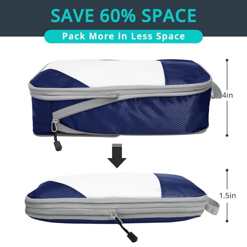 3 Set Compression Packing Cubes for Travel (Navy / 3 pcs)