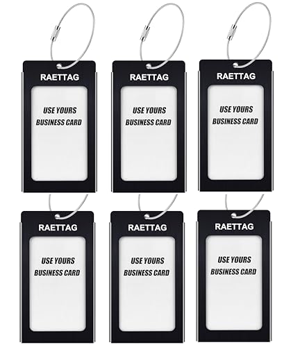 Luggage Tags Metal Suitcase Tags Travel Bag ID Identifier Luggage Tag (Black 6-pack)
