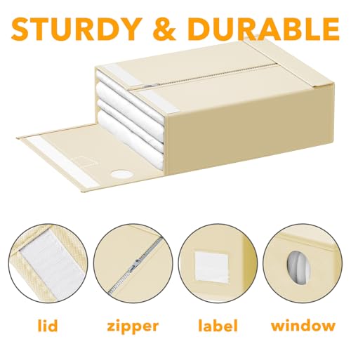 3 Pack Bed Sheet Organizers and Storage (3 Pack / Beige)