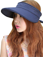 Sun Hats for Women with UV Protection Sun Hat Wide Brim Visor Summer Beach Outdoor Foldable Womens Caps Navy (One Size-Medium / Navy)