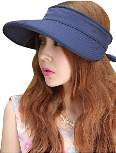 Sun Hats for Women with UV Protection Sun Hat Wide Brim Visor Summer Beach Outdoor Foldable Womens Caps Navy (One Size-Medium / Navy)