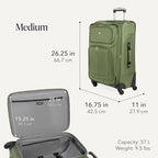 Sion Softside Expandable Spinner Luggage Durable Lightweight Travel Suitcase (3-Piece Set (Carry-On/Medium/Large) / Evergreen)