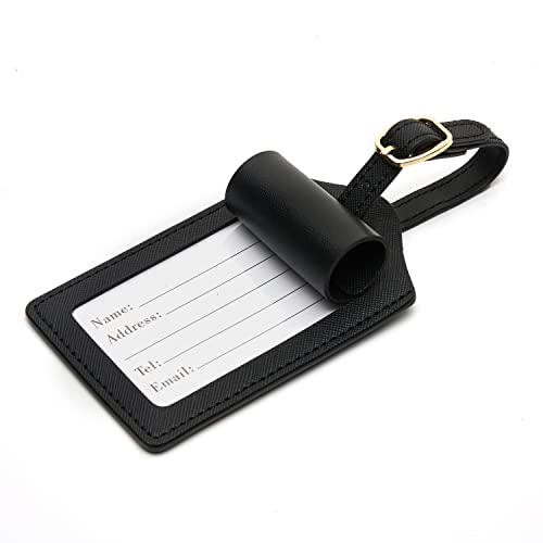 Luggage Tag PU Leather for Suitcase Baggage Handbag Travel Bag Label Suitcase Tag Suitcase Label Tag w. Name Card & Privacy Cover (P)