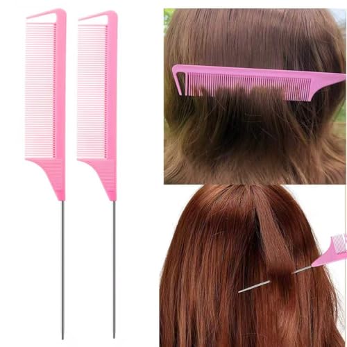 5pcs Boar Bristle Slick Back Hair Brush Set (pink)