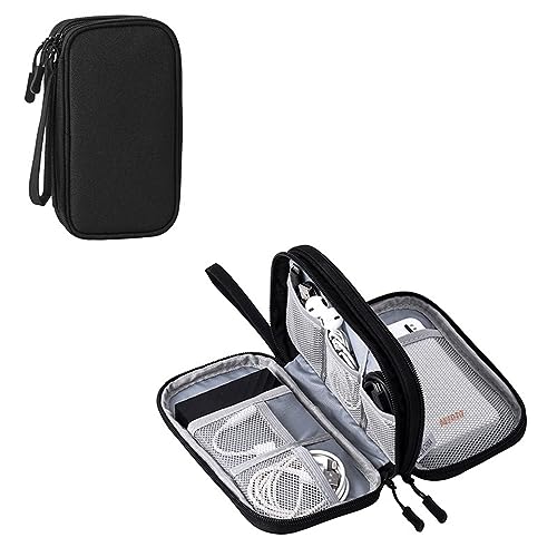 Electronic Organizer Travel Cable Accessories BagPouch Portable Waterproof Storage Bag Electronic Organizer Case for Cable (Black)