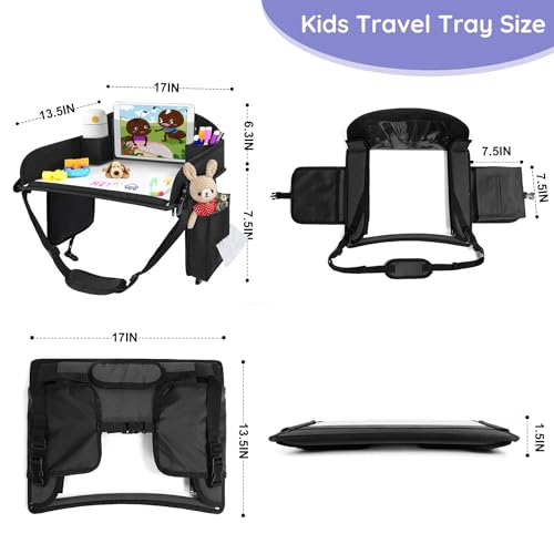 Kids Lap Desk Tray for Road Trip Activities (Black-2PCS)