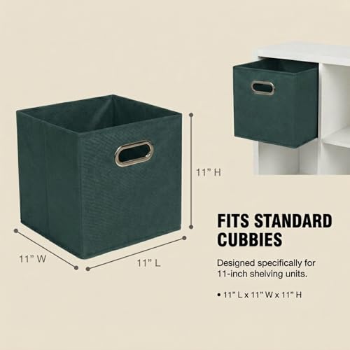 Foldable Fabric Storage Cubes 6 (Dark Green / 11” L x 11” W x 11” H)