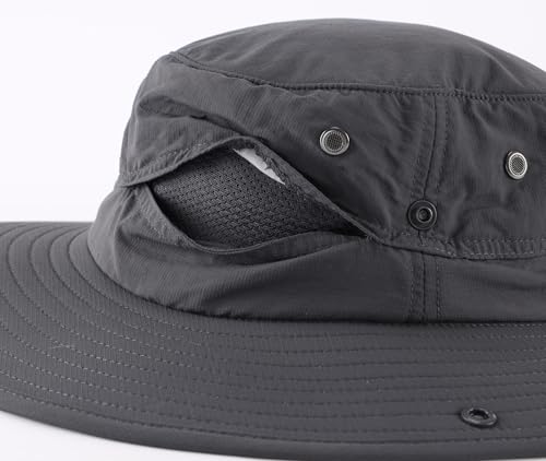 UPF50+ Mens Sun Hat Wide Brim Fishing Hat Sun Protection Bucket Hat for Men Women Beach Gardening Golf Dark Grey (One Size / Dark Grey)