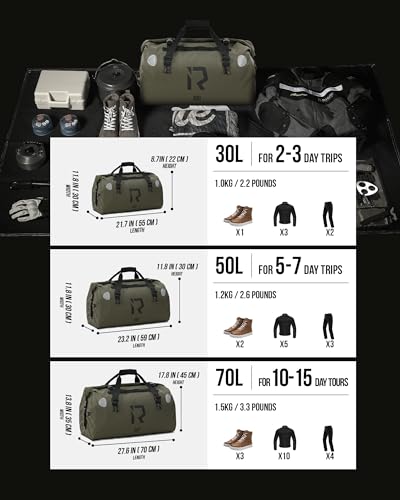 Waterproof Motorcycle Duffel Bag Tail Bag 30L Dry Bags Luggage (30L / Olive)