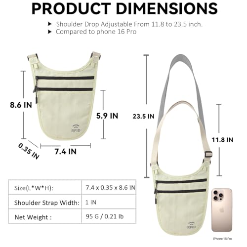 Money Belt for Travel (KHAKI)
