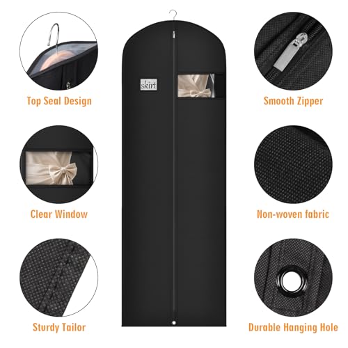 72 Inch Dress Bags for Gowns (Black / 72'' - 3PCS)