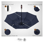 Folding Umbrella Real Wood Handle Auto Open Close Dark Navy (Dark Navy)