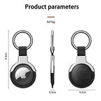 Compatible with AirTag Case Airtag Keyring Leather Protective Case AirTags Loop Holder Air Tags Protective Cover Airtag Key Chain Loop Holders for Luggage Dog Cat Pet Collar (Brown)