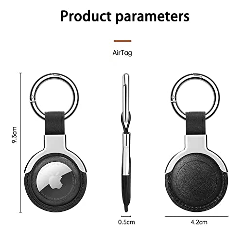 Compatible with AirTag Case Airtag Keyring Leather Protective Case AirTags Loop Holder Air Tags Protective Cover Airtag Key Chain Loop Holders for Luggage Dog Cat Pet Collar (Brown)