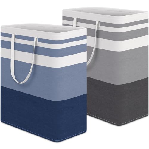 2 Pack Laundry Baskets (125L / Grey+Blue)