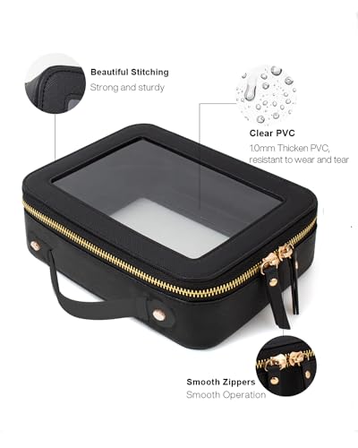 2 Pieces Clear Mahjong Bag (Mini+Large Black)