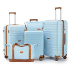 Luggage Sets with Spinner Wheels (light blue / 5 piece sets(20/24/28/DB/TB))