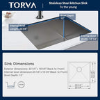 22 x 18 Undermount Kitchen Sink (22 x 18 x 9 Inch / Stainless Steel)