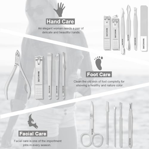 Manicure Set Professional Nail Clippers Pedicure Kit (White)