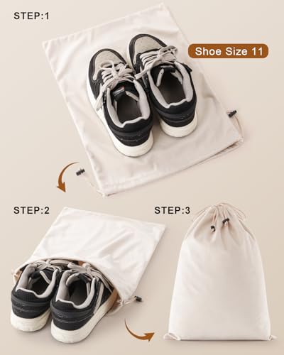 4 Pcs Shoe Bags for Travel (Beige / 17.3"x12.6")
