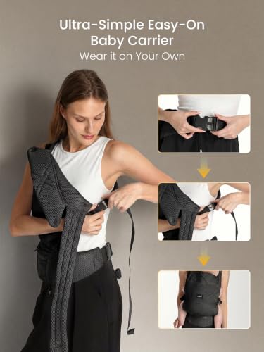 Baby Carrier Newborn to Toddler with Head Support (Mesh Black)