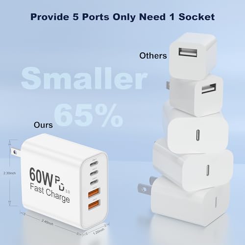 60W USB C Charger Block (White)