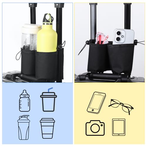 Luggage Travel Cup Holder Free Hand Drink Carrier Carry on Beverage Cup Holder Attachment Fits Roll on Suitcase Handles Business People