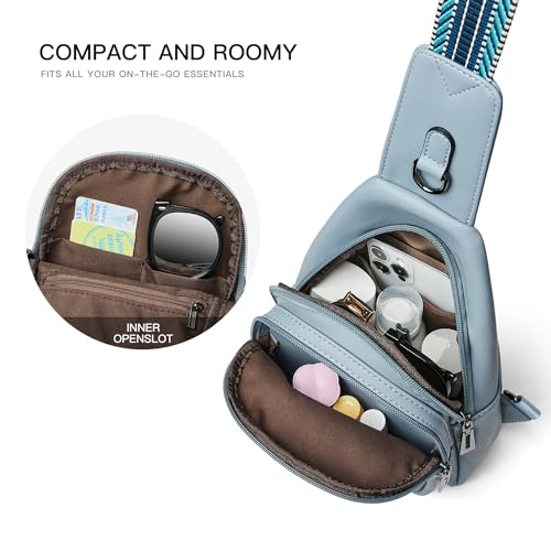 Sling Bag For Women Fanny Pack Crossbody Travel Shoulder Belt Bags Tote Backpack Purse Faux Leather Light Blue (Light Blue)