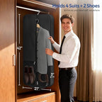 Carry On Garment Bags for Travel with Shoe Compartment 42'' Suit Travel Bags for Men Heavy duty Fabric Luggage Hanging Bag for Clothes Suit Carrier with Shoulder Strap for Business Trips