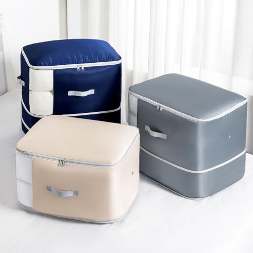 Comforter Storage Bag (Navy Blue / XL-6 Pack - 3-Layer)