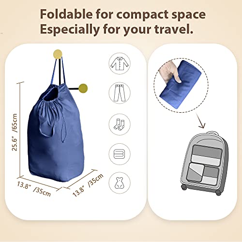 140L Washable Laundry Bags with Handles (Navy Blue)