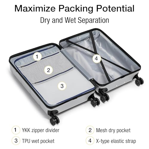24 Inch Luggage (Silver / Checked-Medium 24-Inch)