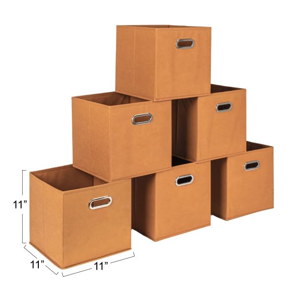 Fabric Storage Bins 6 Piece Set (Terracotta / 11” L x 11” W x 11” H)