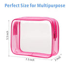 Clear Makeup Bag for Travel (Y- Matte Rose Red / Medium Set)