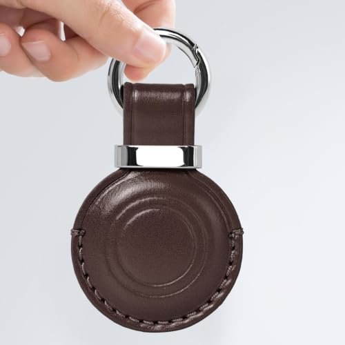 Leather Holder Keychain for AirTag 2nd Gen (A5-Black/Black/Brown/Brown)