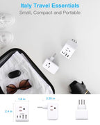 2 Pack US to Italy Travel Plug Adapter
