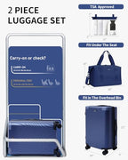 Hardside Expandable Carry On Luggage (Blue / 20 inch + Duffel)