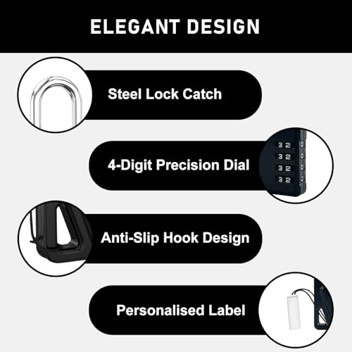 4 Dial Combo Padlock 4 (Black - 4 Pack)