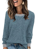 Long Sleeve Shirts for Women Early Fall Fashion Sweaters for Women Casual Tops Trendy Maternity Fall Plus Size Clothes (XX-Large / 05-blue)